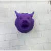 AsilTech Mor Renk 3D Kurt Başı Duvar Dekoru Asılabilir Maskot Heykel 25x19 cm