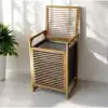 AsilTech Orta Boy Ahşap Bambu Kirli Sepeti 40x35x60