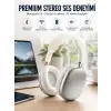 AsilTech P9 Plus Kablosuz Kulak Üstü Bluetooth Kulaklık Beyaz Yüksek Ses Kaliteli