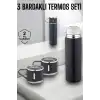 AsilTech Paslanmaz Çelik 3’lü Termos Seti Vakumlu ve 8 Saat Isı Koruma