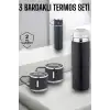 AsilTech Paslanmaz Çelik 3’lü Termos Seti Vakumlu ve 8 Saat Isı Koruma