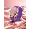 AsilTech Pembe Mor ve Metal Kordonlu Akıllı Saat Hediye Seti
