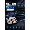 AsilTech Powerbank Bluetooth Kulaklık Ve Akıllı Saat 7 Kordonlu Metal Kordon Plastik Kordon