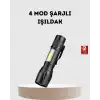 AsilTech Profesyonel 4 Modlu Şarjlı El Feneri | 1300 mAh Batarya | Cree LED Teknolojisi