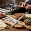 AsilTech Profesyonel Adana Kebap Şişi - 60 cm - Yassı Metal - Mangal Ekipmanı