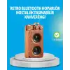 AsilTech Retro Bluetooth Hoparlör Ahşap Görünümlü 5W Çift Stereo Ses