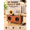 AsilTech Retro Gramofon Tasarımlı Bluetooth Hoparlör – 3D Stereo Ses, 1800 mAh Batarya