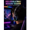 AsilTech RGB Işıklı Bluetooth Mikrofonlu Kulaklık Uzun Süreli Kullanım Type-C Şarjlı