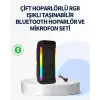 AsilTech RGB Işıklı Çift Hoparlörlü Taşınabilir Bluetooth Speaker ve Mikrofon