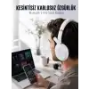 AsilTech RGB Işıklı Mikrofonlu Bluetooth Kulaklık Beyaz Over-Ear Tasarım Type-C Şarjlı