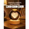 AsilTech Romantik Kalpli Kristal Cam Küre USB’li Işıklı Dekoratif Obje