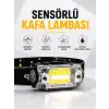 AsilTech Sensör Kontrollü Şarjlı Beyaz LED Kafa Lambası ve El Feneri