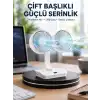 AsilTech Sessiz Çalışan USB Şarjlı Çift Kafalı Masaüstü Fan – Ev ve Ofis İçin