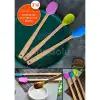 AsilTech Silikon Uçlu Isıya Dayanıklı Bambu Spatula 3lü Set