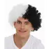 AsilTech Siyah Beyaz Kıvırcık Afro Bonus Taraftar Peruğu