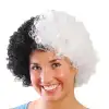AsilTech Siyah Beyaz Kıvırcık Afro Bonus Taraftar Peruğu