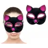 AsilTech Siyah Fuşya Simli Süet Kedi Maskesi