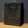 AsilTech Siyah Geometrik Desenli Mini Boy Karton Hediye Çantası