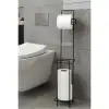 AsilTech Siyah Standlı Yedek Hazneli Tuvalet Kağıtlığı