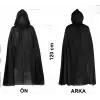 AsilTech Siyah Uzun Pelerin 120 cm Kapüşonlu