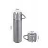 AsilTech Termos Seti Paslanmaz Çelik 3 Bardaklı Vakumlu Termos Set 500 Ml 12 Saate Kadar Isı Koruma
