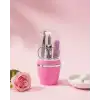 AsilTech Tırnak Bakım Manikür Pedikür Seti 4 Parça Pembe Ev ve Seyahat Uyumlu
