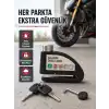 AsilTech Titreşim Sensörlü Alarmlı Motosiklet Disk Kilidi 14mm Çelik Çift Kilitleme