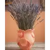 AsilTech Turuncu Çiçek Desenli 3D Dekoratif Vazo Modern Masaüstü Aksesuar