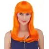 AsilTech Turuncu Renk Uzun Düz Parti Peruğu