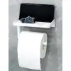 AsilTech Tuvalet Kağıdı Askılığı - Raflı ve Yapışkanlı - Matkapsız Banyo Aksesuarı