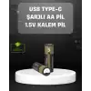 AsilTech USB Type-C Girişli Şarjlı AA Lityum Pil | 1.5V Sabit Çıkış | 3200mWh (2li Paket)