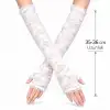 AsilTech Uzun Zarif Dantel Eldiven Parmaksız Beyaz