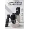 AsilTech Yeni Nesil Akıllı Saat Bluetooth Görüşme, Sağlık Takibi, AMOLED Ekran ve 3 Kordon Seti