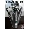 AsilTech Yüksek Performanslı 3 Başlıklı Profesyonel Tıraş Makinesi