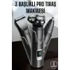 AsilTech Yüksek Performanslı 3 Başlıklı Profesyonel Tıraş Makinesi