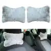 AsilTech Yumuşak Peluşlu Ortopedik Araba Seyahat Boyun Yastığı 2li Gri