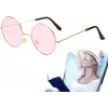 AsilTech Yuvarlak Cam John Lennon Tarzı Gold Pembe Gözlük