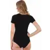 Bayan Kısa Kol Çıtçıtlı Body Siyah