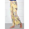 Bayan Penye Bol Paça Pantolon Sarı