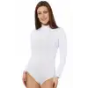Bayan Uzun Kol Boğazlı Çıtçıtlı Body Beyaz