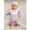 Çiçek Nakışlı Tüllü Bandanalı Kız Bebek Romper