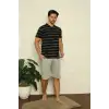 Erkek Siyah V Yaka 3lü Pijama Takım