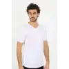 Erkek V Yaka Beyaz Penye Atlet