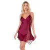Giyim Bordo Kısa Saten Gecelik