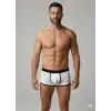 Giyim Erkek Beyaz Biyeli File Boxer