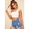 Giyim Kadın Beyaz Fit Görünümlü Tek Omuz Crop Top Büstiyer
