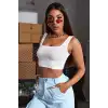Giyim Kadın Beyaz Kalın Askılı Crop Top Büstiyer