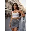 Giyim Kadın Beyaz Modern Fit Tek Omuzlu Çapraz Askılı Crop Top Büstiyer