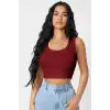 Giyim Kadın Bordo Modern Fit Kare Yaka Crop Top Bluz