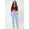 Giyim Kadın Bordo Modern Fit Kare Yaka Crop Top Bluz
